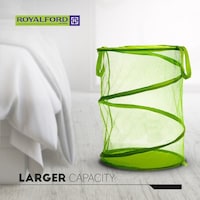 Royalford Collapsible Mesh Laundry Hamper, RF6802, Green