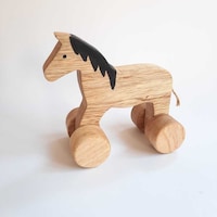 Toddle Care Wooden Miniature Horse on Wheels, Brown