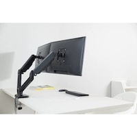 Navodesk Dual Monitor Desk Mount with Gas Spring Tech, Pure Black