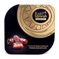 Tamrah Select Square Tin Stuffed Dates with Nuts, 626 g, Carton of 6 Pcs