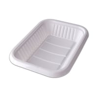 Al Bayader Rectangle Plastic Tray, 26.9 x 18.5 x 3cm, White - Carton Of 10Kg