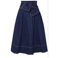 Hybella Women's A-Line Denim Skirt with Tie-up Accent, Blue, Medium, Carton of 400pcs