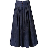 Hybella Women's Denim High Waist A-Line Skirt, Blue, Medium, Carton of 400pcs