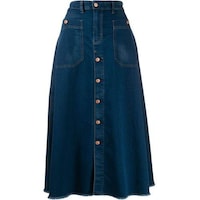 Hybella Women's Denim Skirt with Raw Edge Hem, Blue, Medium, Carton of 400pcs