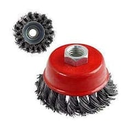 Abbasali Steel Cup Wire Brush Twisted Hard, Red