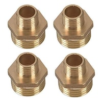 Innotek BSP Male Thread Brass Pipe Hex Nipple Fitting, Gold, Pack pf 4 pcs