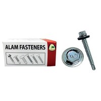 Alam Zinc Plated Self Drilling Screw Hex Washer Head, 1in x 10