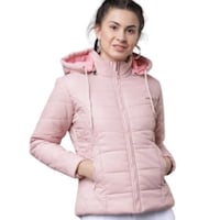 Hybella Women's Quilted Puffer Jacket with Hood, Pink, M, Carton of 20pcs