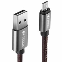 Picture of Zoook Leather Wrapped Reversible USB To Micro USB Charging Cable, Coffee, 1.2m