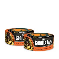 Gorilla Black Duct Tape, Black, Pack of 2