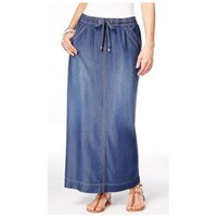Hybella Women's Straight Maxi Skirt with Drawstring and Pockets, Blue, Medium, Carton of 400pcs
