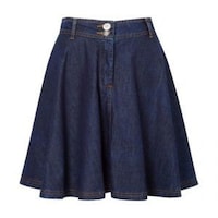 Hybella Women's Denim Knee Length Skirt with Button Closure, Blue, Medium, Carton of 400pcs