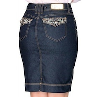 Hybella Women's Denim Knee Length Skirt and Zip Closure, Blue, Medium, Carton of 400pcs