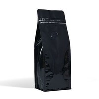 Picture of Flat Bottom Pouches With Tear Off Zipper & Valve, 500g, Shiny Black, Carton Of 500 Pcs
