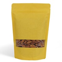 Picture of Stripped Paper Stand Up Pouch With Zipper & Rectangle Window, 500g, Yellow, Carton Of 500 Pcs