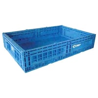 Rectangular Perforated Plastic Crate, Blue