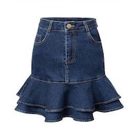 Hybella Women's Mini Skirt with 2 Layer Frails and Zip Closure, Blue, Medium, Carton of 400pcs