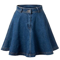 Hybella Women's Denim Mini Skirt with Zip Closure, Blue, Medium, Carton of 400pcs