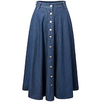 Hybella Women's Denim Skirt with Button Closure, Blue, Medium, Carton of 400pcs