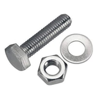 GI Bolt with Nut and Washer, 8 x 25 mm, Pack of 20 Pcs