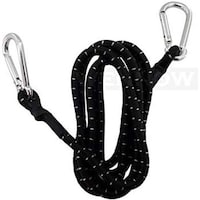 Bungee Cord with Carabiner Clips, Black, 180 cm