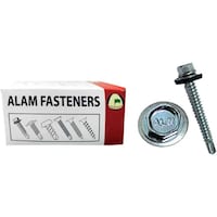 Alam Zinc Plated Self Drilling Screw Hex Washer Head, 1-1/4 X  1/4in