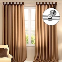 Abbasali Curtain Rod With Closet Pole Sockets, Silver