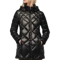 Hybella Women's Quilted Puffer Jacket with Detachable Hood, Black, M, Carton of 20pcs
