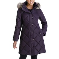 Hybella Women's Quilted Puffer Jacket with Hood and Fur, Black, M, Carton of 20pcs