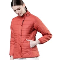 Hybella Women's Quilted Puffer Jacket with Hood, Orange, M, Carton of 20pcs