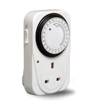 24 Hour Segment Time Controller Switch with 3 Pin Plug, White