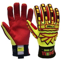 Stego Shell Series Multipurpose Safety Gloves, Red, Yellow and Black