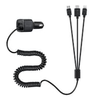 Picture of Zoook Car Charger With 3 In 1 Spring Coiled Cable, 2m, 12W, Black, ZF-C2U3