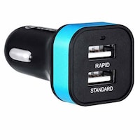 Zoook In-Car Charger With 2 USB Output, Black & Blue