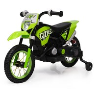 Kids Ride On Qike 125 TD Motorcycle with Training Wheels, Green