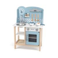 PolarB Viga Toys Wooden Kitchen With Accessories, Silver Blue