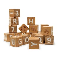 Kinderfeets Wooden Abc Bamboo Blocks, 18 Pcs