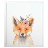 Paper Crew Floral Watercolour Fox Wall Art Print