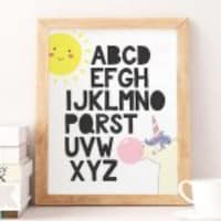 Paper Crew Alphabet Unicorn Wall Art Print