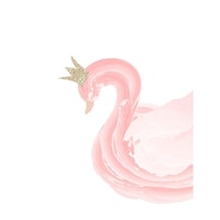 Paper Crew Pink Swan Glitter Crown Wall Art Print