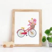 Paper Crew Floral Bicycle Wall Art Print