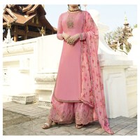 Picture of Salwar Kameez Semi-Stitched Embroidered Salwar Suit with Dupatta, Baby Pink