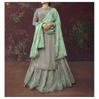 Picture of Grey Salwar Kameez Semi-Stitched Embroidered Salwar Suit with Dupatta