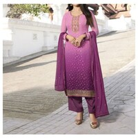 Picture of Pink & Boysenberry Embroidery with Zari Salwar Suit with Dupatta