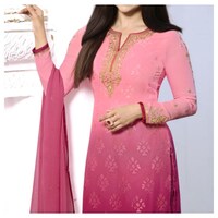 Picture of Pink & Barbie Embroidery with Zari Salwar Suit with Dupatta