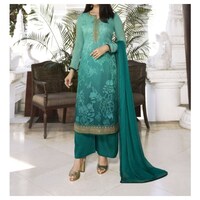 Picture of Turquoise & Teal Embroidery with Zari Salwar Suit with Dupatta