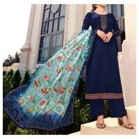 Picture of Embroidery Palazzo kurti with Dupatta, Blue