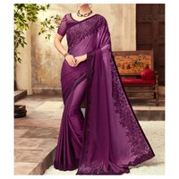 Picture of Purple silk Zari Zari with Stone Saree