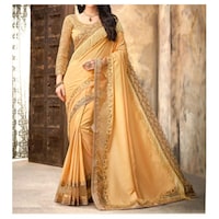 Picture of Yellow silk Ethnic Woven Design Saree