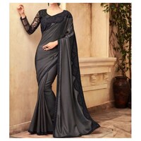 Picture of Silk Ethnic Woven Design Saree, Charcoal Grey